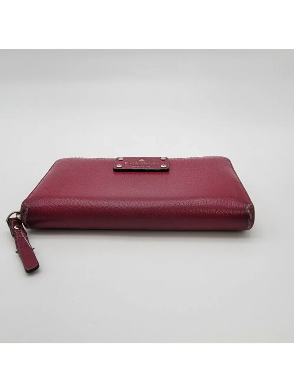 Kate Spade New York Burgundy Pebbled Leather Neda Zip-Around Wallet